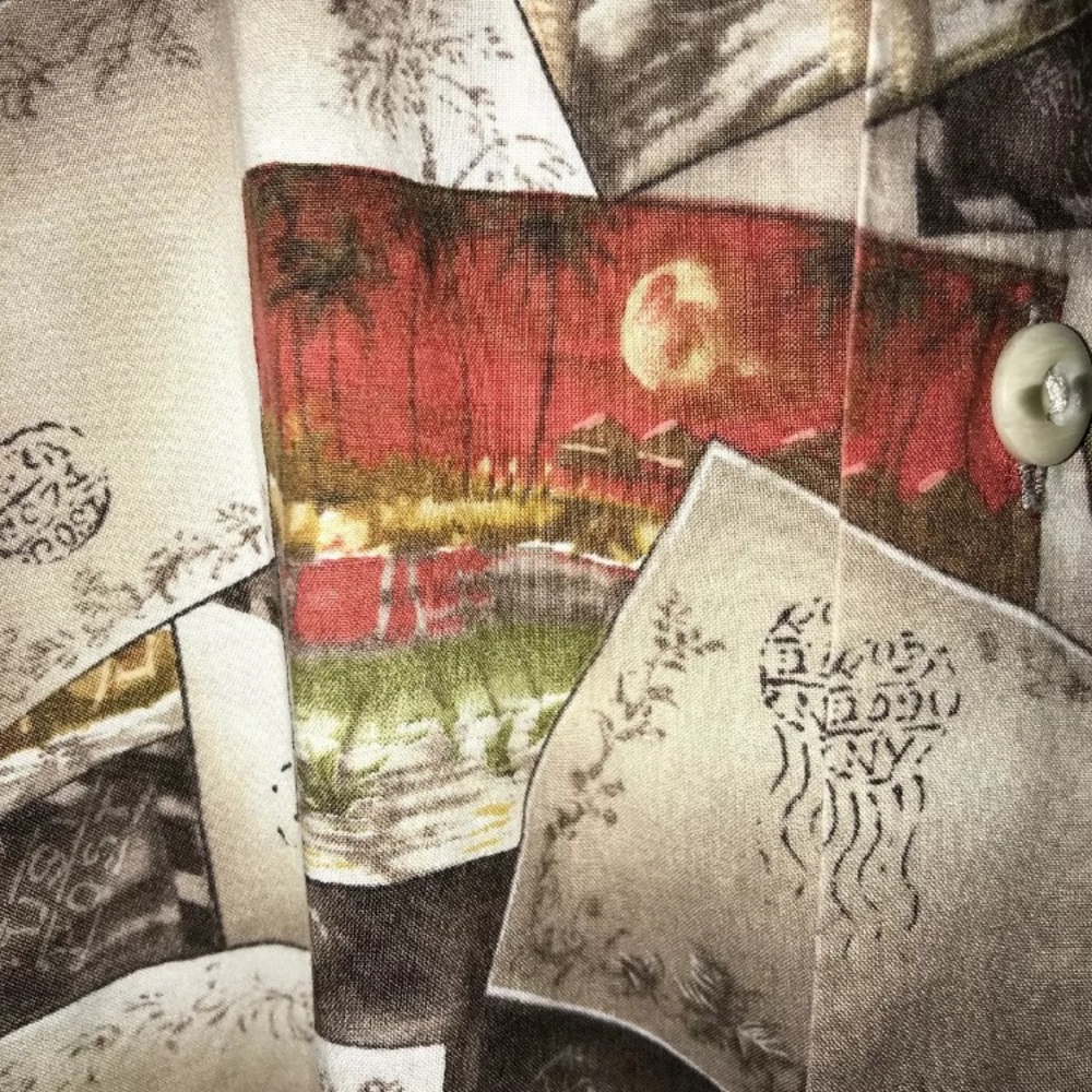 BURMA BIBAS HAWAIIAN SHIRT LARGE MENS 100% Cotton